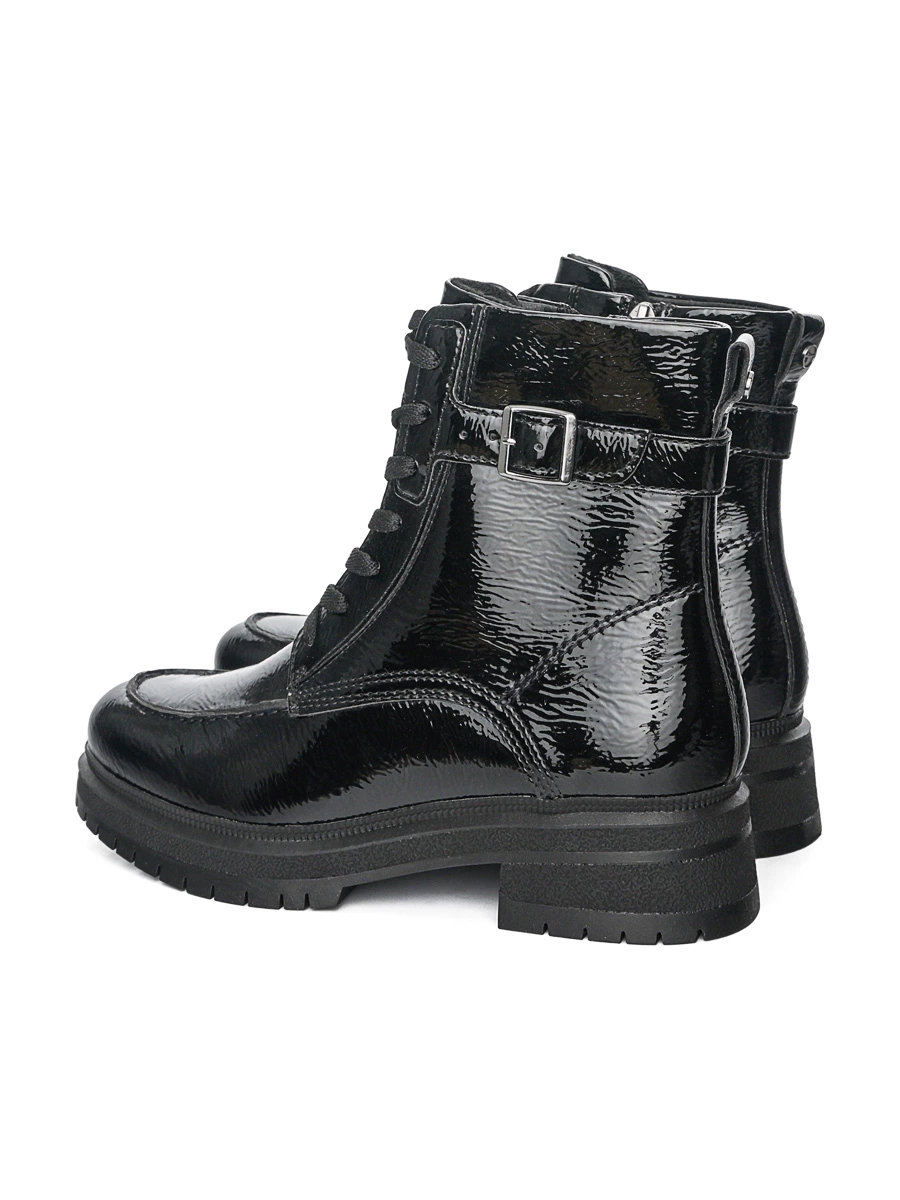 Ботинки лакированные черного цвета на низком каблуке
